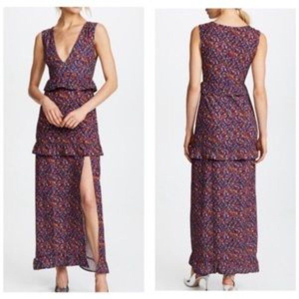 Nightwalker Floral Tiered Maxi Dress Sz S